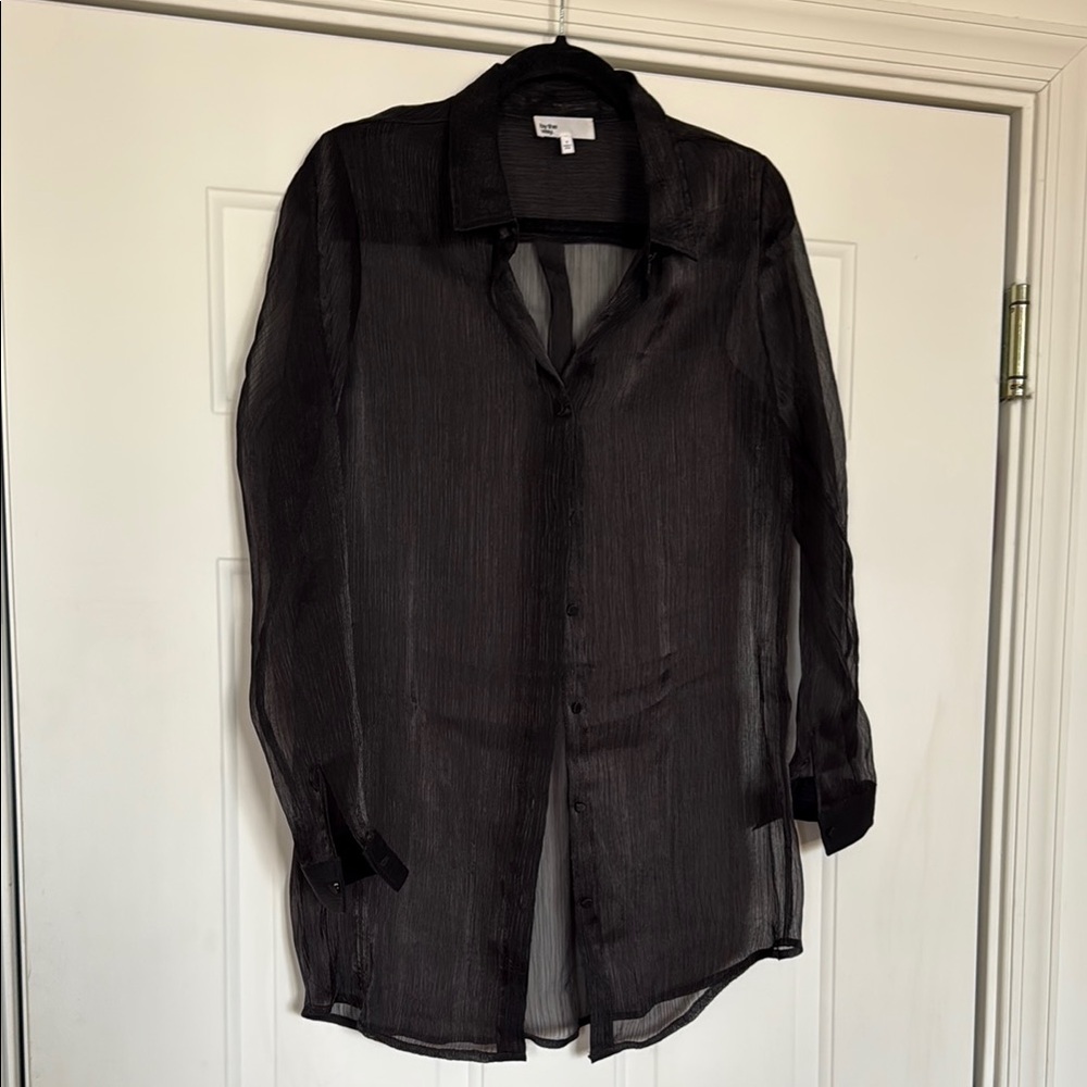 Sheer Black Button-Up Blouse